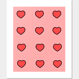 Simple Hearts Set/ Pack Rosa Pink Posters and Art